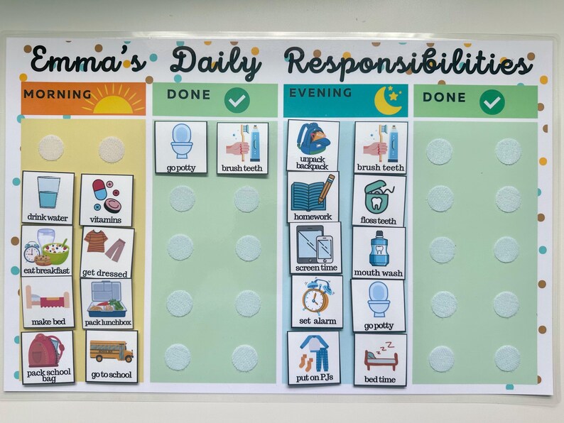 Tägliches Aufgaben Diagramm bearbeitbar, Kinder Aufgaben Diagramm bedruckbar, visueller Routineplan für Kleinkinder, Kinder-Checkliste, tägliche Aufgabenliste, PDF Bild 16