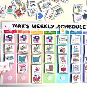 Kids Weekly Planner, Custom Weekly Kids Calendar, Visual Schedule for toddlers, preschool or kindergarten kids (Large print, physical copy)