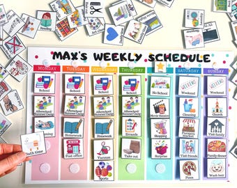Kids Weekly Planner, Custom Weekly Kids Calendar, Visual Schedule for toddlers, preschool or kindergarten kids (Large print, physical copy)
