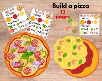 Construye una pizza, Haz una pizza, Juego de simulación de pizzería, Centro de juego dramático para el aula de pizzería, Juego de roles para niños pequeños, Materiales para la educación en casa