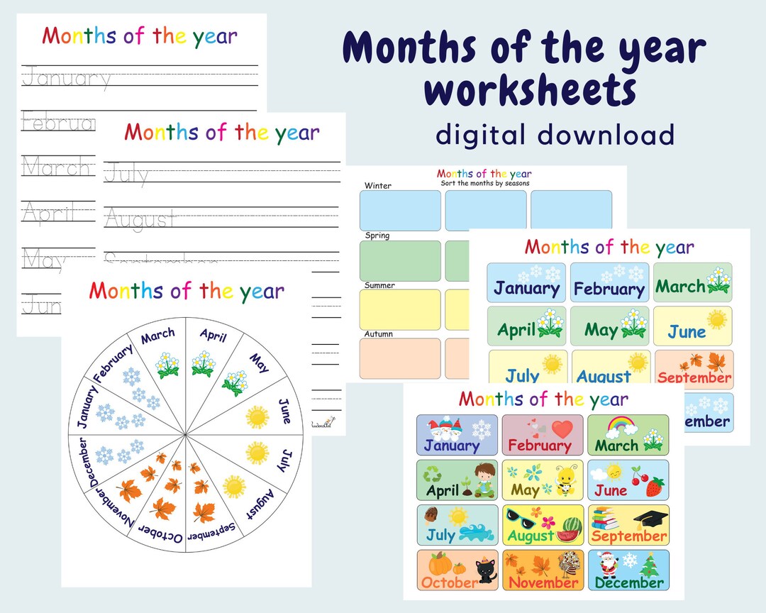 Months of the Year Worksheets for Kids - Circle Time Wheel and Tracing ...