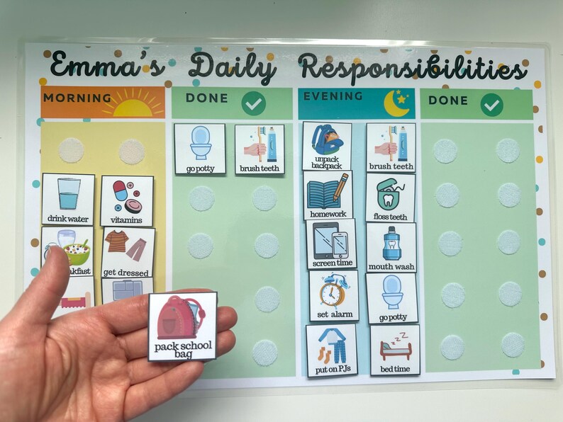 Tägliches Aufgaben Diagramm bearbeitbar, Kinder Aufgaben Diagramm bedruckbar, visueller Routineplan für Kleinkinder, Kinder-Checkliste, tägliche Aufgabenliste, PDF Bild 13