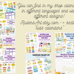 Spanish-english Kids Calendar 2024 and Weather Chart, Custom Morning ...
