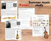 Summer music study, Listening to Music Worksheet, Music study for kids, Montessori materials, Charlotte Mason inspired, Homeschool materials