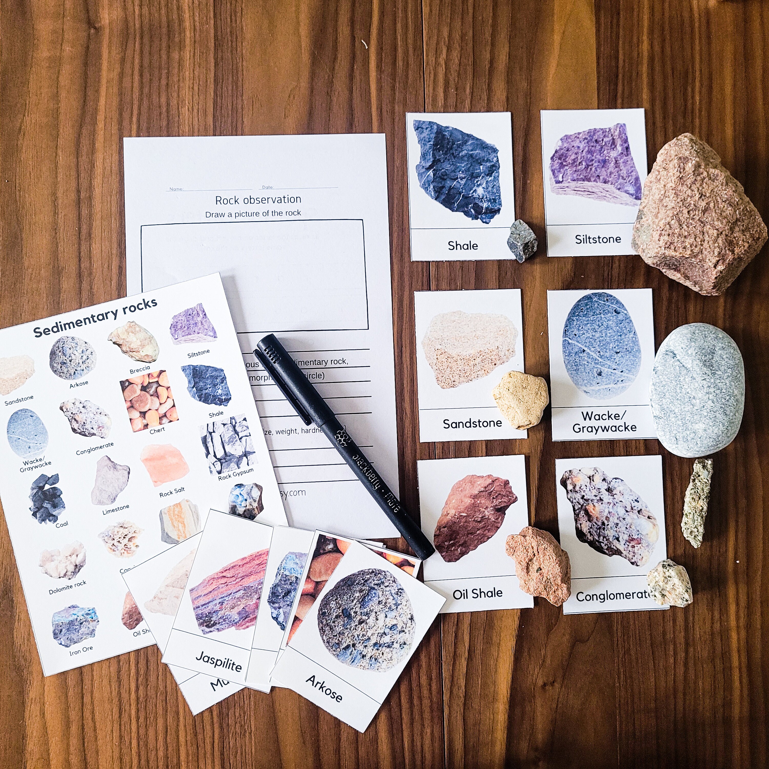 Science Study Cards Rocks Unit Rock Mini Study, Rock Cycle and Main Groups of Rocks Three Part Cards ...