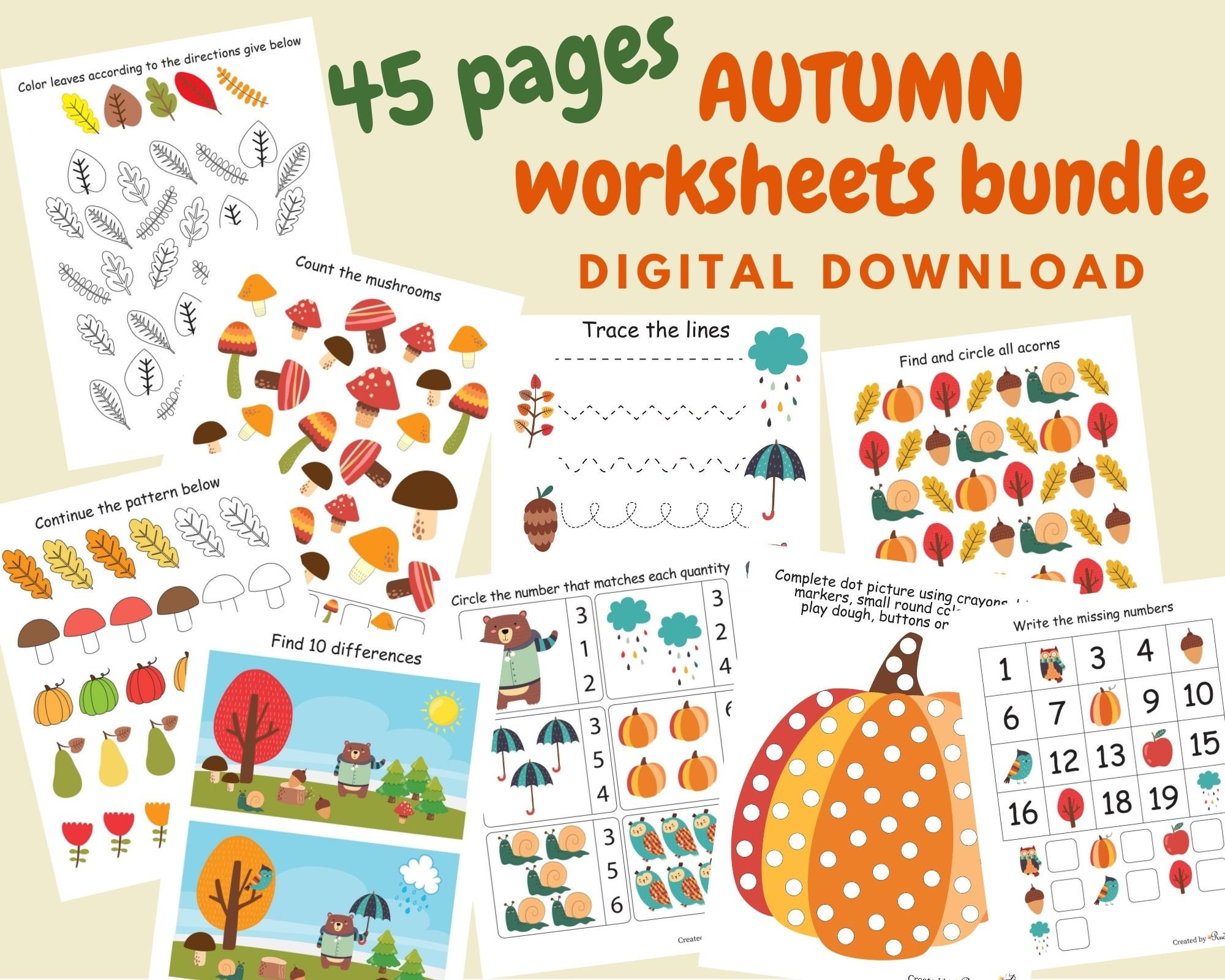 Autumn preschool worksheets for kids Fall busy book | Etsy