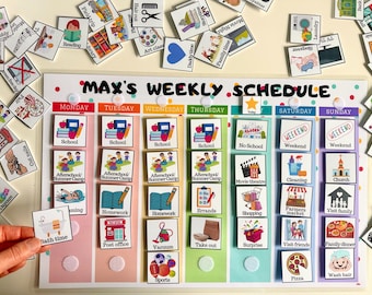 Kids Weekly Planner, Custom Weekly Kids Calendar, Visual Schedule for toddlers, preschool or kindergarten kids (Large print, physical copy)