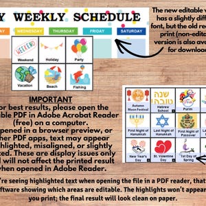 Kids Weekly Planner with daily calendar, Editable Weekly Kids Calendar, Visual Schedule for toddlers, Children Routine Chart, Digital file image 4