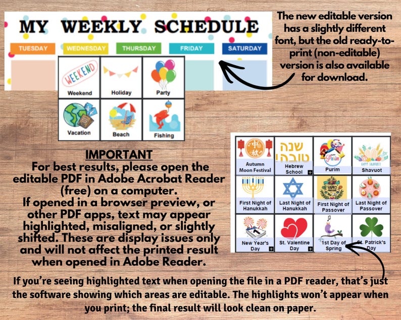 Kids Weekly Planner, Weekly Kids Calendar, Visual Schedule for toddlers, Printable preschool Weekly Routine Chart, Digital file, PDF image 5