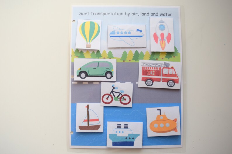Transportation Sort Worksheet Busy book Preschool Printable | Etsy