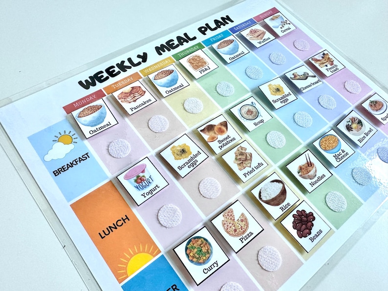 Kids Meal Planner, Visual Weekly Meal Calendar, Kids menu template, Kids Visual Schedule, Montessori calendar for toddlers (PHYSICAL COPY) image 19