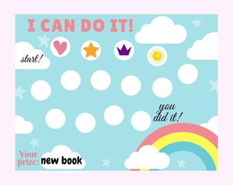 Rainbow Chore chart for kids, Reward chart for kids, Behavior chart printable for toddler, preschooler or kindergarten kids, Chore Tracker