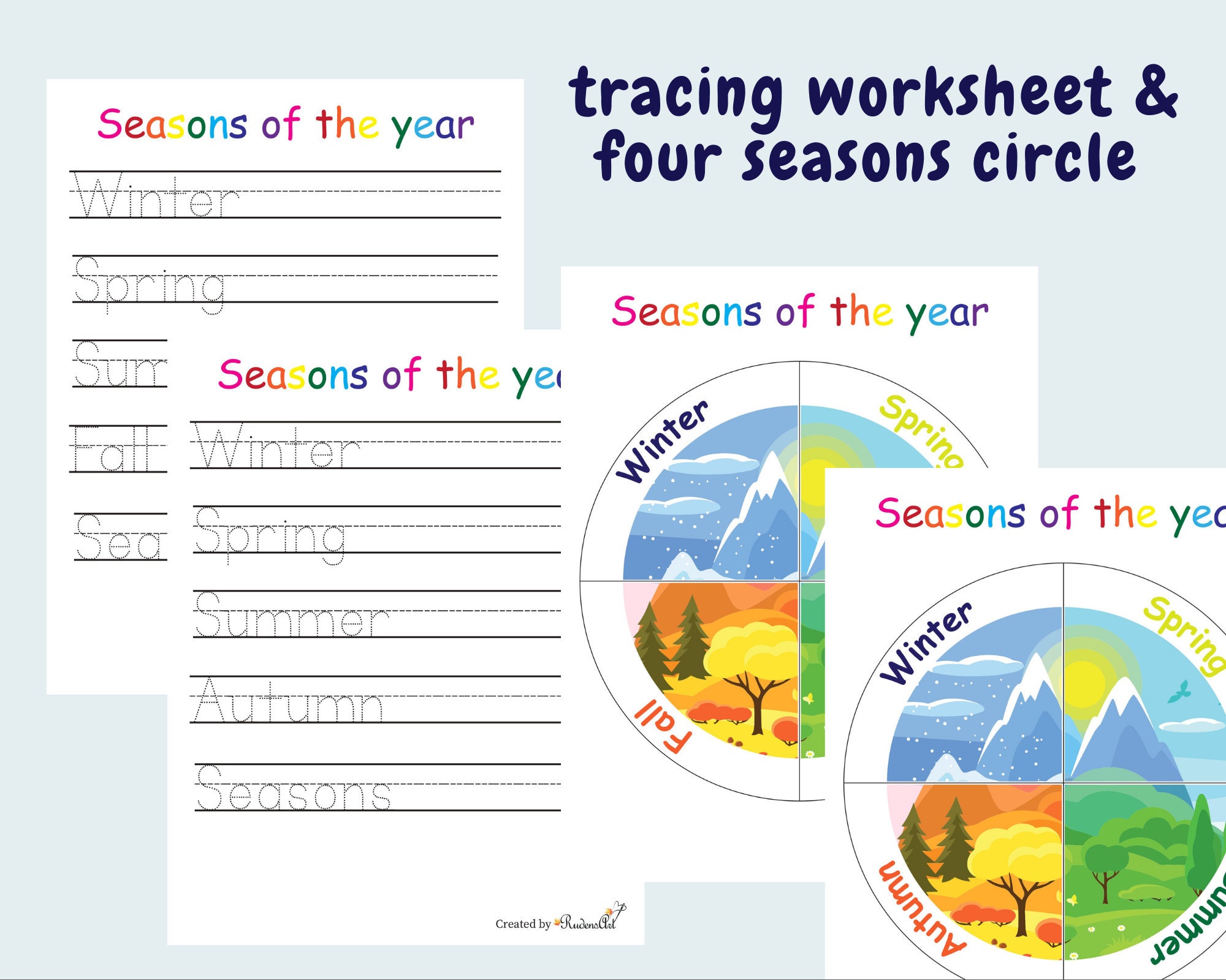 Seasons worksheets for Preschool and Kindergarten Four | Etsy
