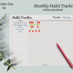 Monthly Habit Tracker Printable Template, Daily Routine Tracking Habits, 30 day habit tracker, Digital download