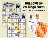 Halloween Bingo cards for kids, Halloween Bingo game for toddlers, Autumn Printable BINGO for Birthday party, Fall indoor family board game