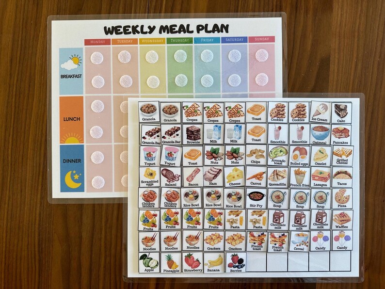 Kids Meal Planner Editable, Visual Weekly Meal Calendar, Kids menu template, Kids Visual Schedule, Montessori calendar for toddlers, PDF imagen 5