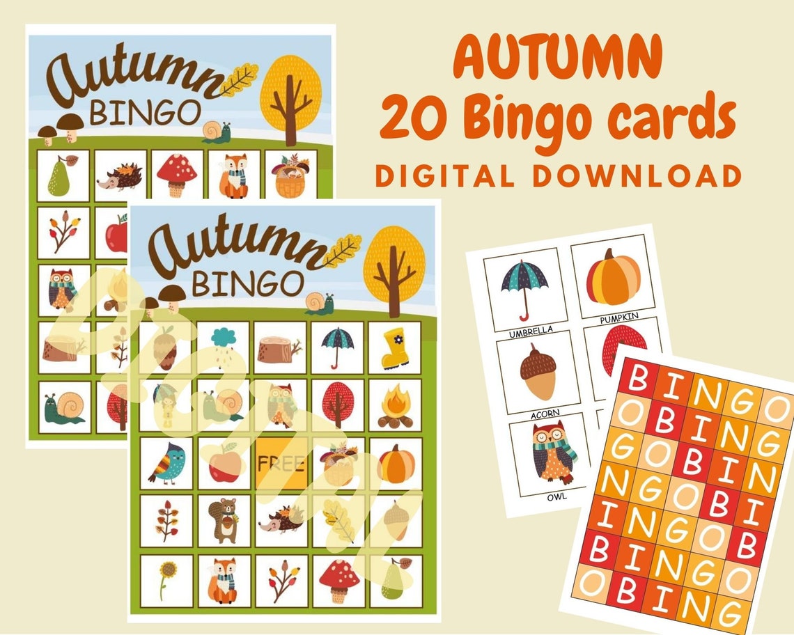 20 Autumn Bingo cards Fall Bingo game Printable BINGO for | Etsy