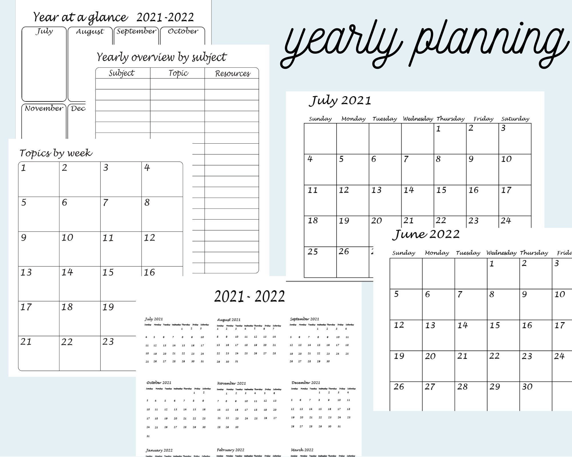 2021 2022 Monthly Calendar 2021 2022 Homeschool Planner Etsy