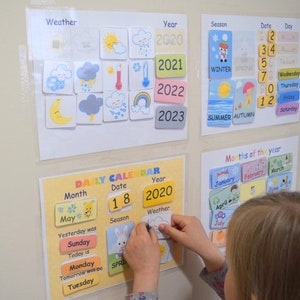 Spanish-english Kids Calendar 2024 and Weather Chart, Custom Morning ...