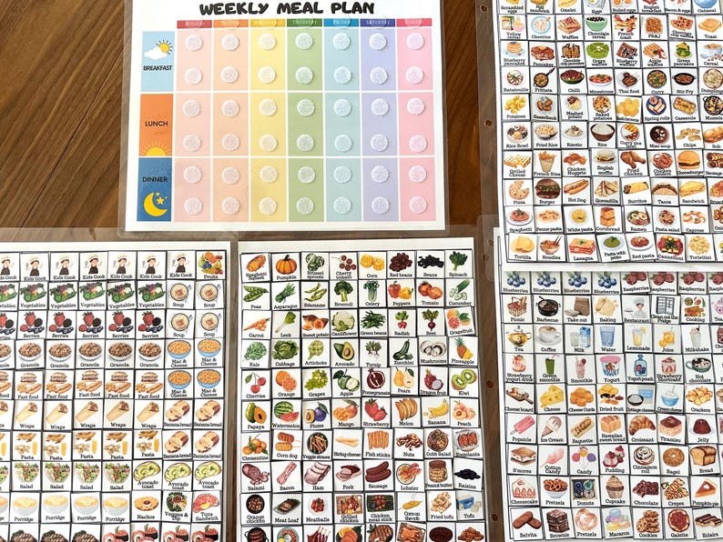Kids Meal Planner Editable, Visual Weekly Meal Calendar, Kids menu template, Kids Visual Schedule, Montessori calendar for toddlers, PDF imagen 13