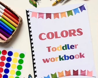 Toddler activity workbook for learning colors, Toddler curriculum, Kids worksheets for homeschool learning - Tracing, Matching and Patterns