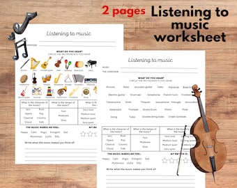 Schede di lavoro per ascoltare la musica, studio della musica per bambini, materiali Montessori, ispirati a Charlotte Mason, materiali per la scuola domestica