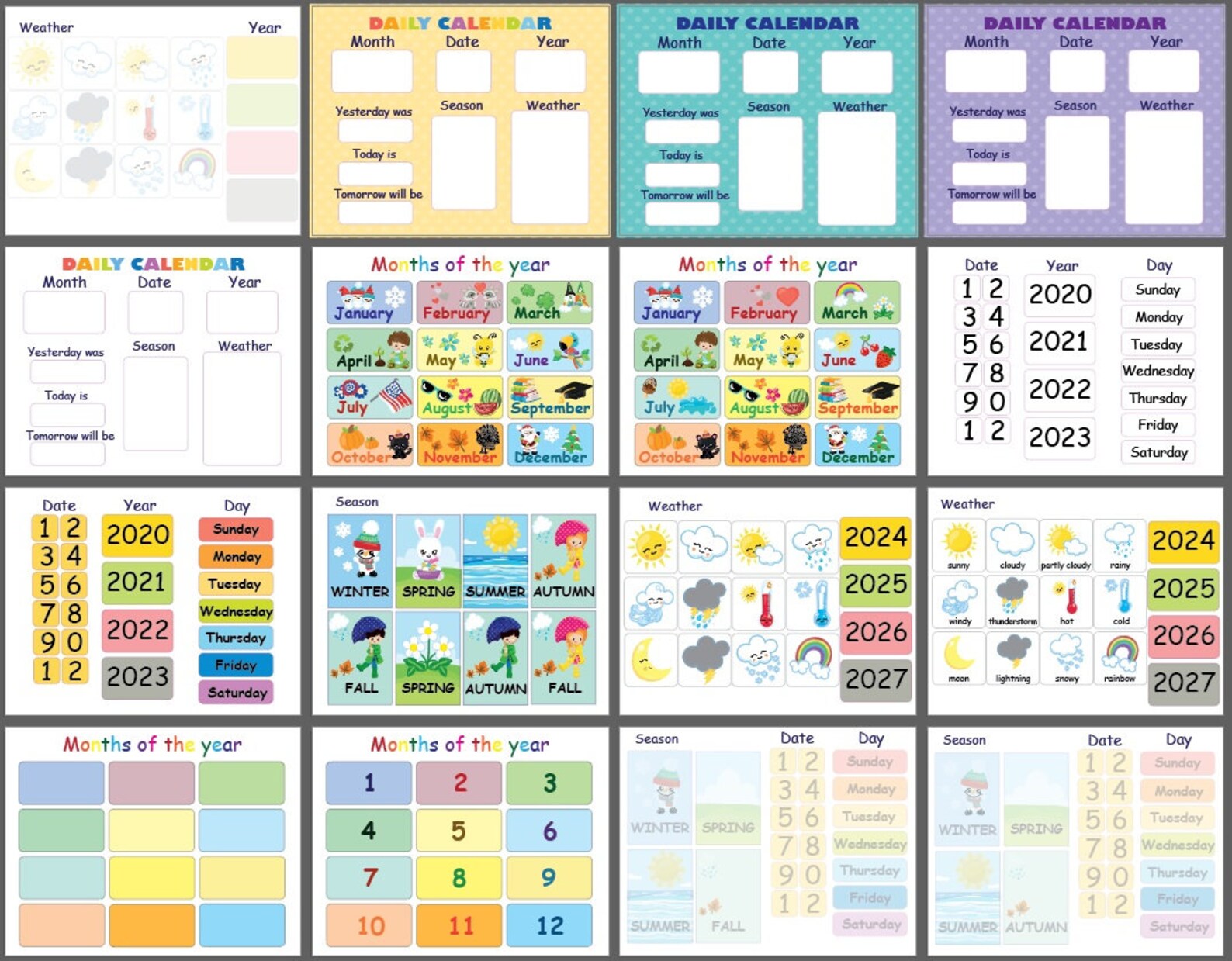 Kids Daily Calendar Custom morning board Preschool | Etsy