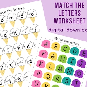 Feuille de travail assortie avec l'alphabet, livre occupé imprimable pour tout-petit, jeu d'école à la maison, classeur occupé éducatif, classeur d'activités pour la maternelle, école pour tout-petits