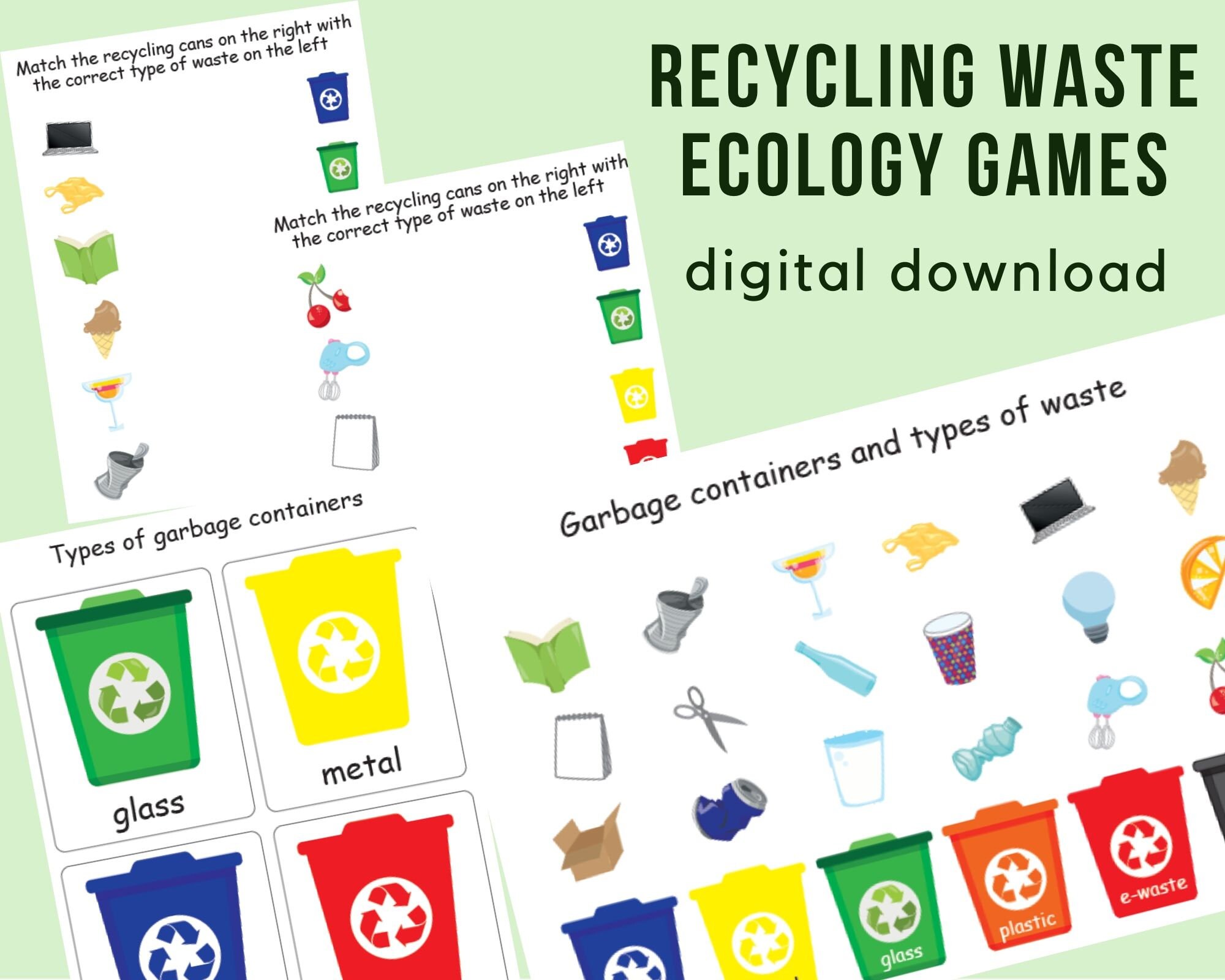 Waste sorting game Recycling garbage Ecology games Earth Etsy