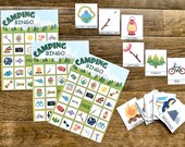 Camping Bingo game 30 cards, Printable Bingo game, Summer camp BINGO for kids, Nature Bingo, Travel bingo game for toddler, Digital download