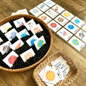 Cartes espace, cartes mémoire des planètes du système solaire, cartes mémoire de l'espace, préscolaire, maternelle, cartes espace, cartes Montessori imprimables