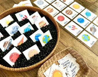 Space flashcards, Solar system planets flashcards, Outer space Flash Cards, Preschool, Kindergarten, Space cards, Montessori Cards Printable