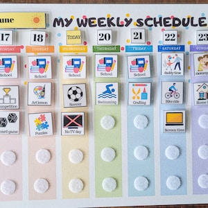 Kids Weekly Planner with daily calendar, Custom Weekly  Visual Schedule for toddlers, preschool or kindergarten, already made, physical copy