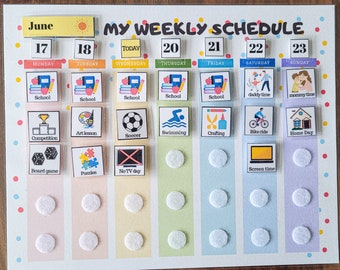 Kids Weekly Planner with daily calendar, Custom Weekly  Visual Schedule for toddlers, preschool or kindergarten, already made, physical copy