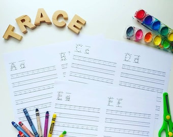 Alphabet tracing worksheets, ABC Letters printable sheets, Handwriting practice for Toddler, Preschooler, Kindergarten, Penmanship materials