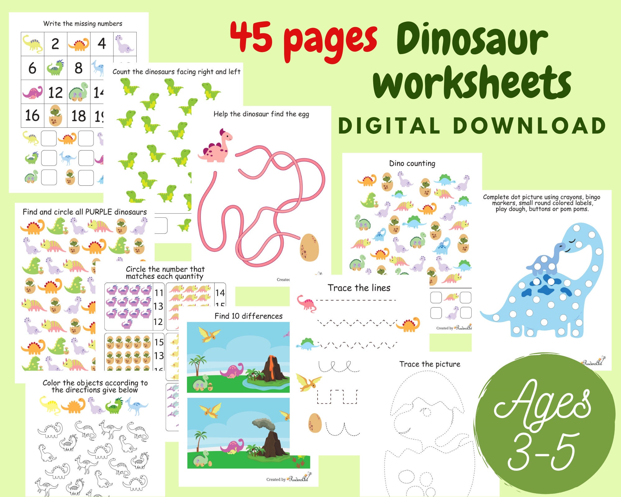 dinosaur preschool worksheets for kids dino busy book etsy ireland
