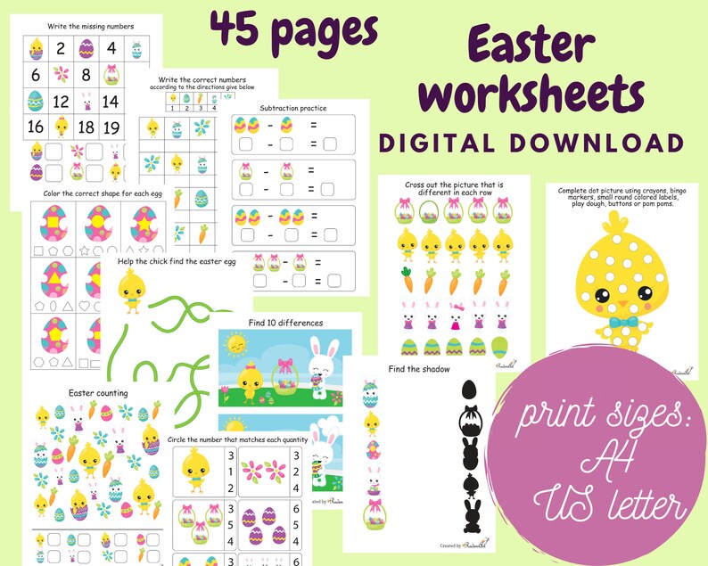 easter preschool worksheets for kids spring busy book etsy