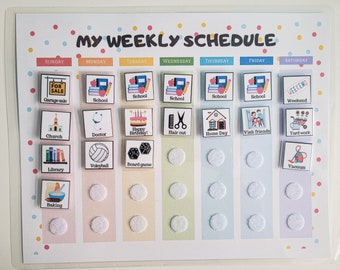 Kids Weekly Planner, Custom Weekly Kids Calendar, Visual Schedule for toddlers, preschool or kindergarten kids (already made, physical copy)
