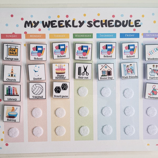 Kids Weekly Planner, Custom Weekly Kids Calendar, Visual Schedule for toddlers, preschool or kindergarten kids (already made, physical copy)