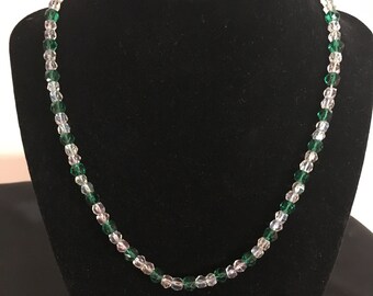 Vintage Emerald Green and Clear Crystal Necklace