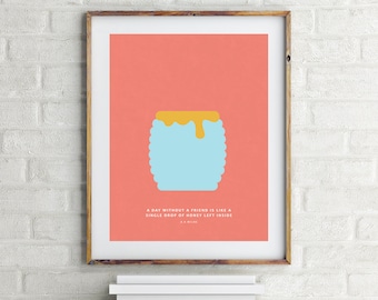 Winnie the Pooh - Minimal Children's Book Quote Print - A A Milne - Kid's Room Decor - Nursery Wall Art - Gift for Book Lover