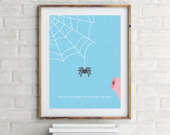 Charlotte's Web Print - E B White - Minimalistic Children's Book Quote Wall Art - Kid's Room Decor - Nursery Wall Art - Gift for Book Lover