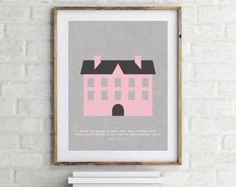 Madeline Pink Print - Ludwig Bemelmans - Minimalistic Children's Book Quote Art - Kid's Room Decor - Nursery Wall Art - Gift for Book Lover