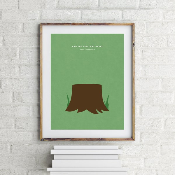 Minimalistic Children's Book Quote Print - Tree Stump - Kid's Room Decor - Nursery Wall Art - Gift for Book Lover