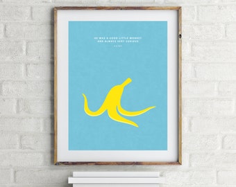 Curious George Print - H. A. Rey and Margret Rey - Children's Book Quote Print - Kid's Room Decor - Nursery Wall Art - Gift for Book Lover