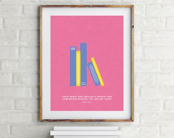 Matilda Print - Roald Dahl - Minimalistic Children's Book Quote Wall Art - Kid's Room Decor - Nursery Wall Art - Gift for Book Lover