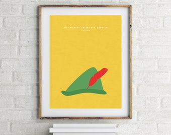 Peter Pan Print - Minimalistic Children's Book Quote Wall Art - Kid's Room Decor - Nursery Wall Art - Gift for Book Lover