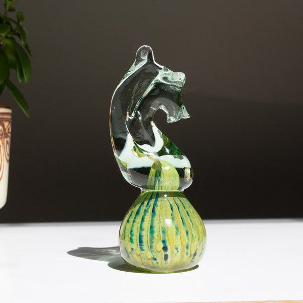 Mdina of Malta: Art Glass Seahorse Paperweight in Green