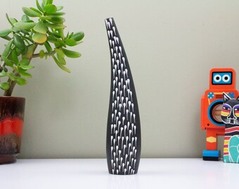 Larholm, Norway: Freeform Vase with Engobe Glaze and Graphic Decor