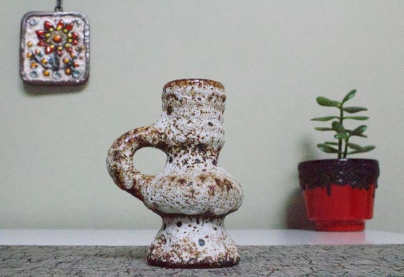 Marius van Woerden for Vest Keramiek: Dutch Brutalist Fat Lava Glazed Ceramic Vase